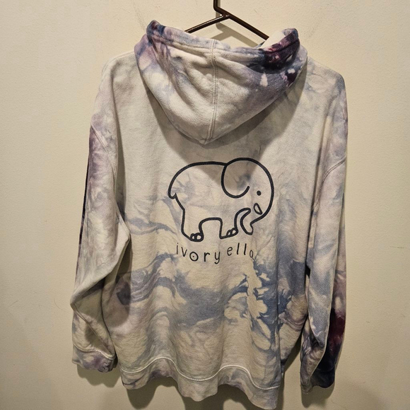 Women's Ivory Ella Tie-Dye Hoodie XL White Blue Purple - Picture 6 of 8